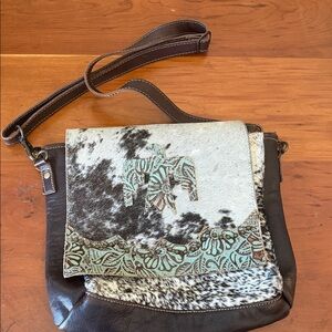 Myra Bag Black and Brown Cowhide Crossbody
